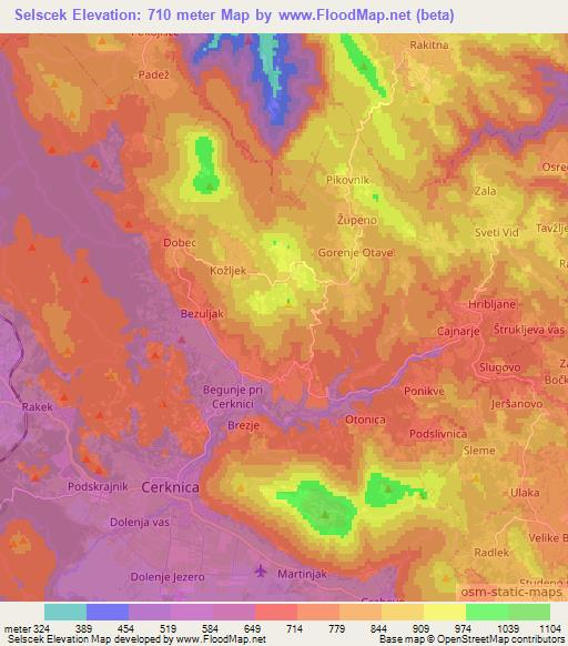 Selscek,Slovenia Elevation Map