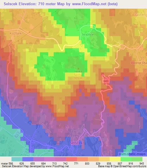 Selscek,Slovenia Elevation Map