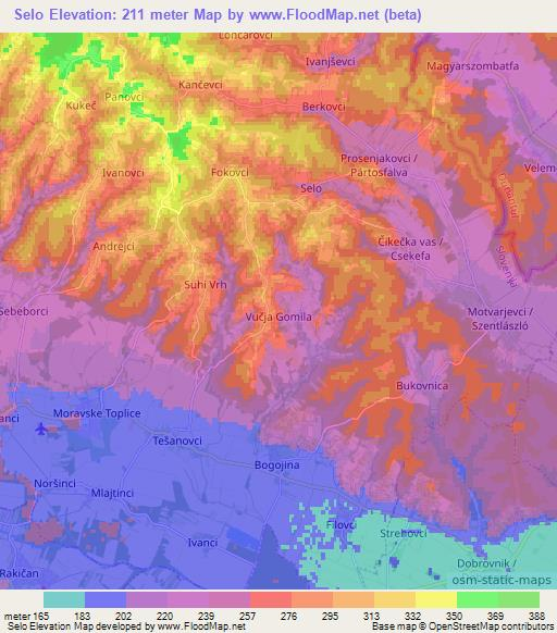 Selo,Slovenia Elevation Map