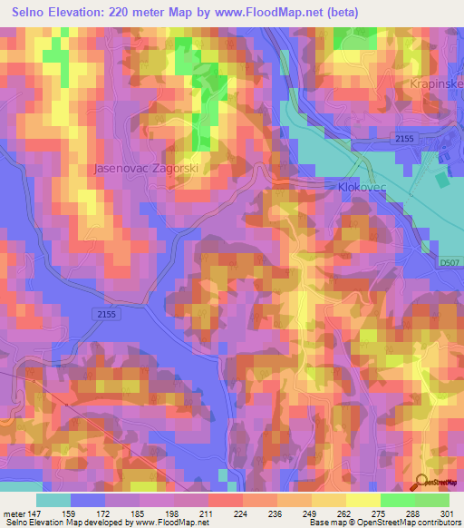 Selno,Croatia Elevation Map