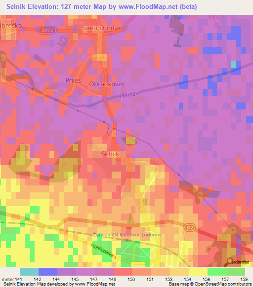 Selnik,Croatia Elevation Map