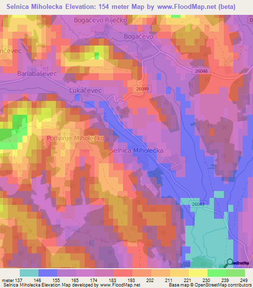 Selnica Miholecka,Croatia Elevation Map