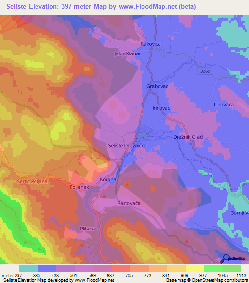 Seliste,Croatia Elevation Map