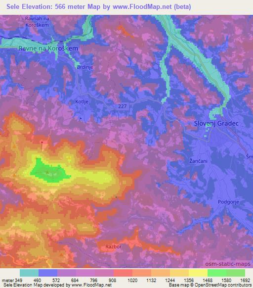 Sele,Slovenia Elevation Map