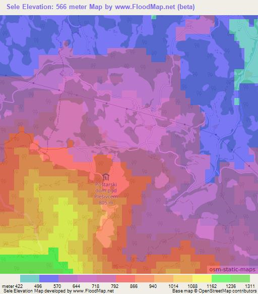 Sele,Slovenia Elevation Map