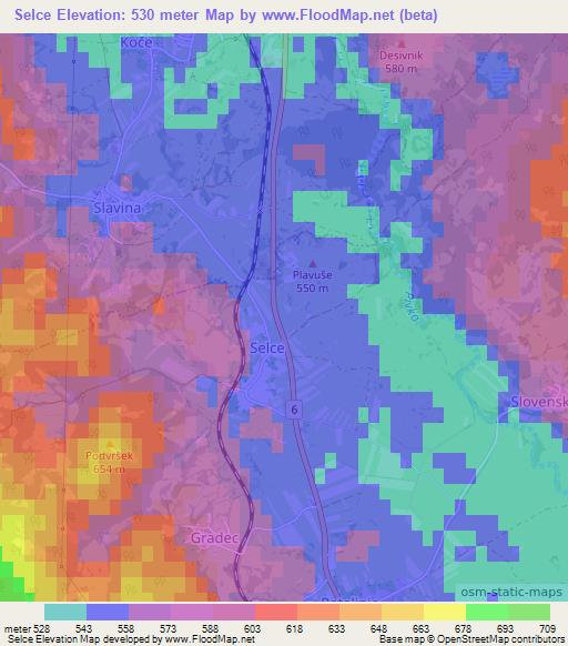 Selce,Slovenia Elevation Map