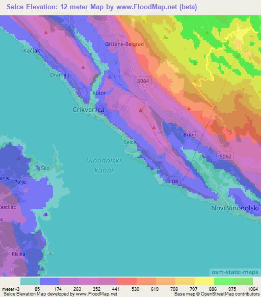 Selce,Croatia Elevation Map