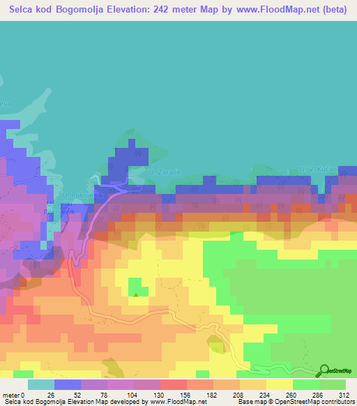 Selca kod Bogomolja,Croatia Elevation Map