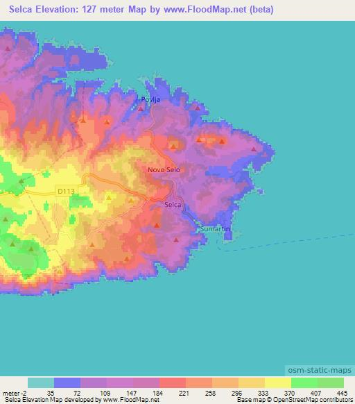 Selca,Croatia Elevation Map