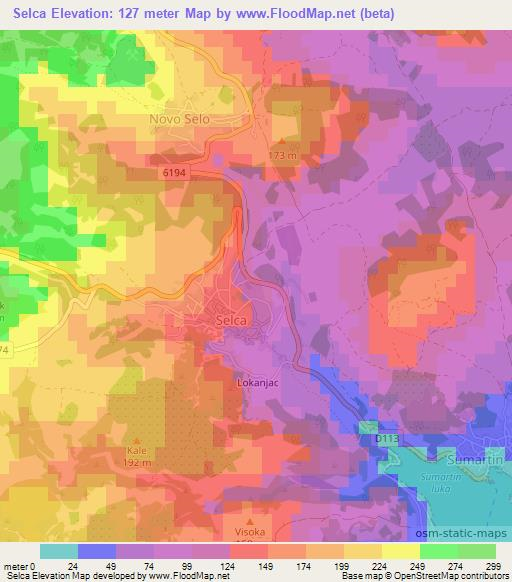 Selca,Croatia Elevation Map