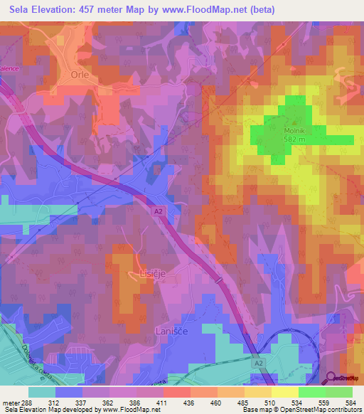 Sela,Slovenia Elevation Map