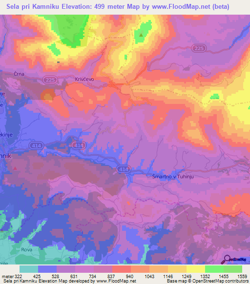 Sela pri Kamniku,Slovenia Elevation Map