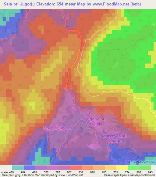 Sela pri Jugorju,Slovenia Elevation Map