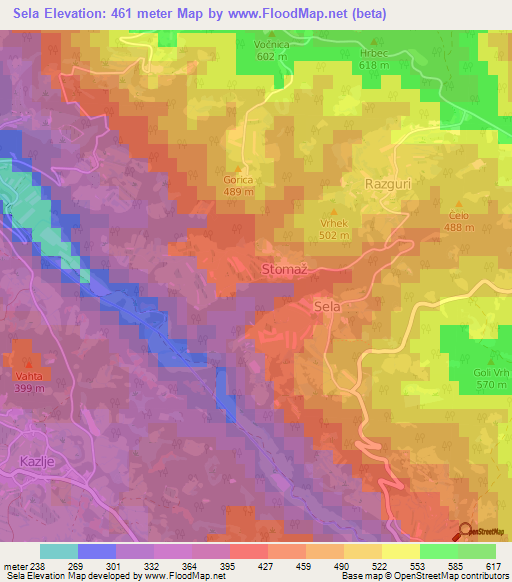 Sela,Slovenia Elevation Map