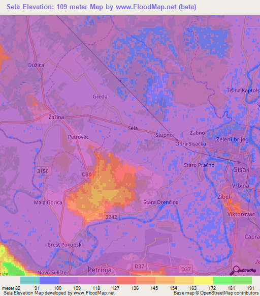 Sela,Croatia Elevation Map