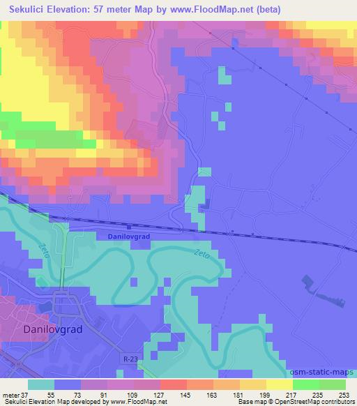 Sekulici,Montenegro Elevation Map