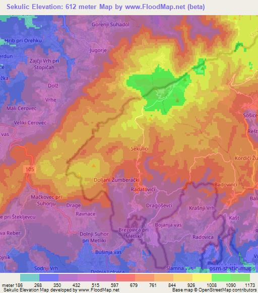 Sekulic,Croatia Elevation Map