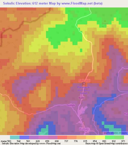 Sekulic,Croatia Elevation Map