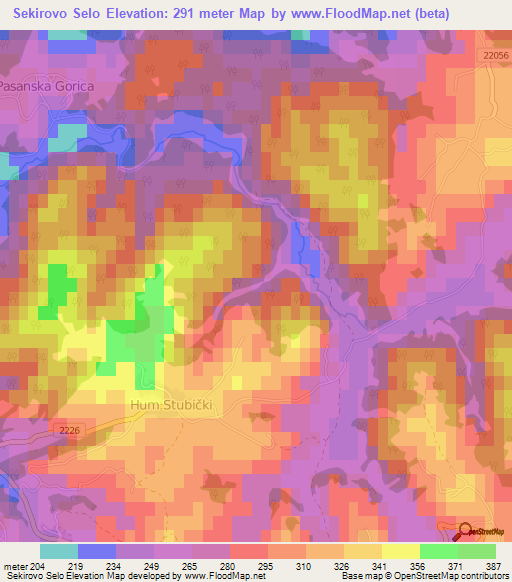 Sekirovo Selo,Croatia Elevation Map