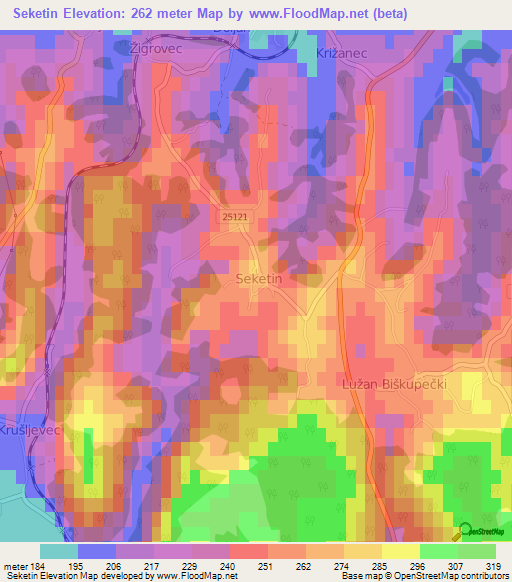 Seketin,Croatia Elevation Map