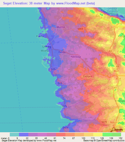 Seget,Croatia Elevation Map