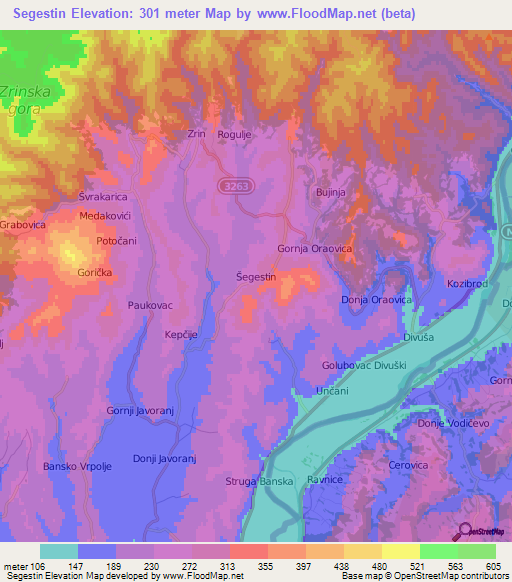 Segestin,Croatia Elevation Map