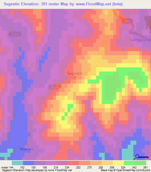 Segestin,Croatia Elevation Map