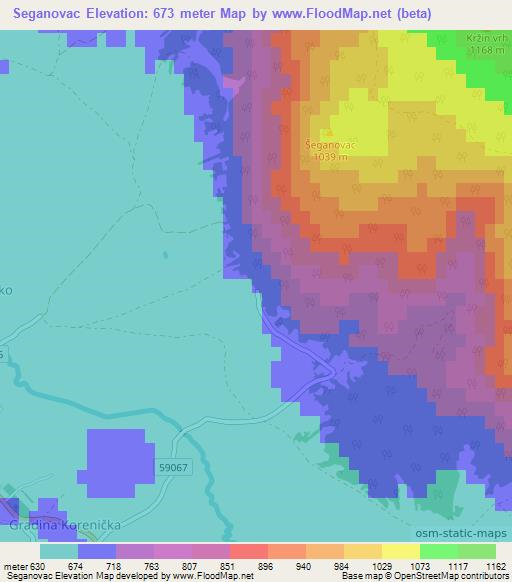 Seganovac,Croatia Elevation Map