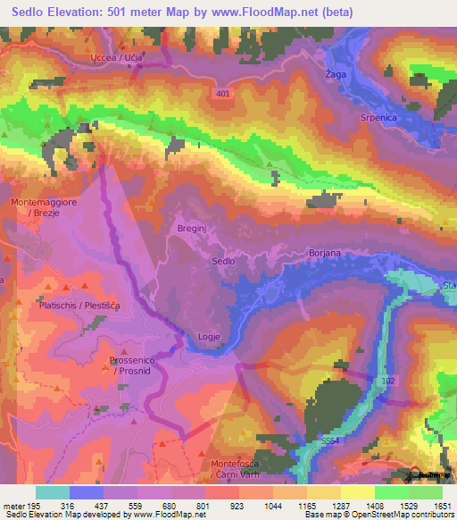 Sedlo,Slovenia Elevation Map