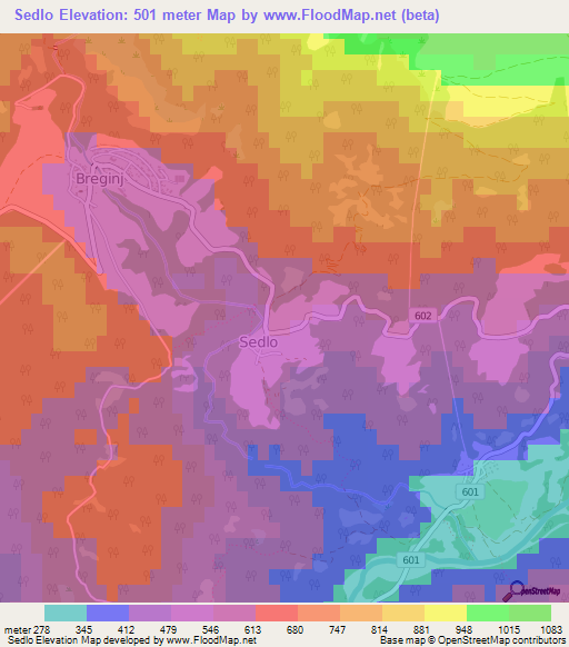 Sedlo,Slovenia Elevation Map