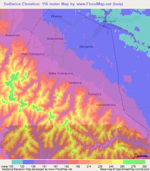 Sedlarica,Croatia Elevation Map