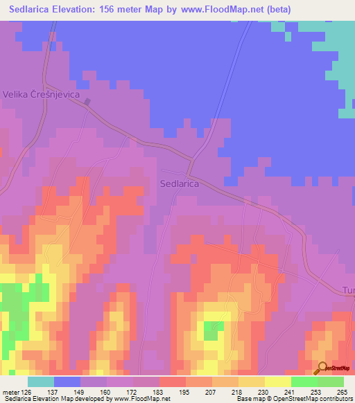 Sedlarica,Croatia Elevation Map