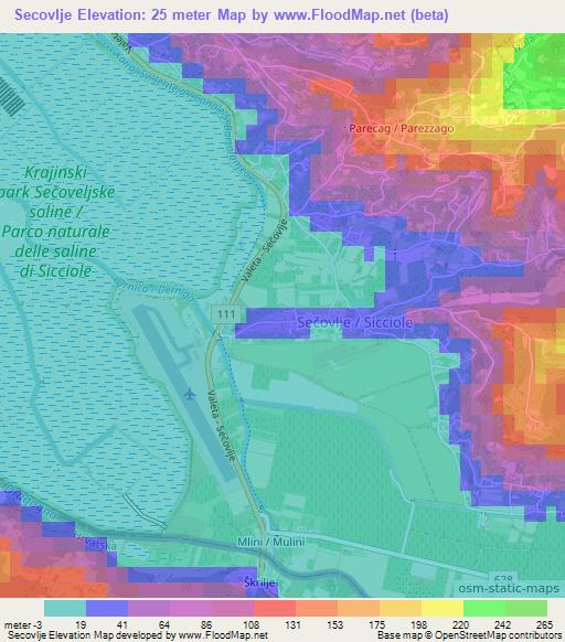 Secovlje,Slovenia Elevation Map