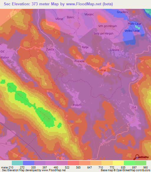 Sec,Slovenia Elevation Map