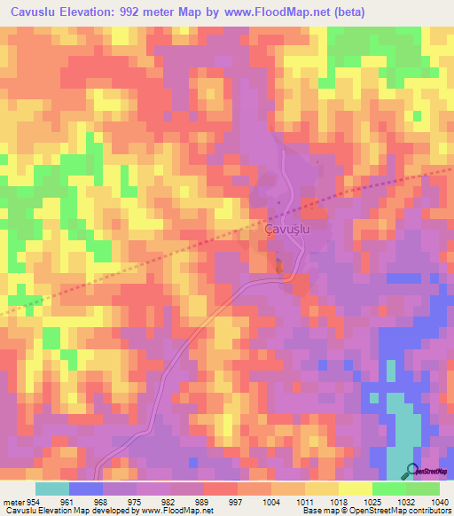 Cavuslu,Turkey Elevation Map