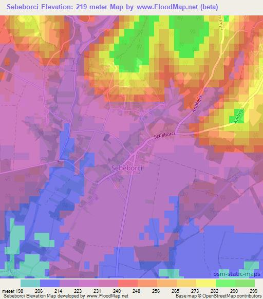 Sebeborci,Slovenia Elevation Map