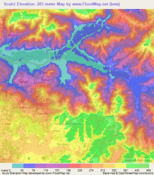 Sculci,Croatia Elevation Map