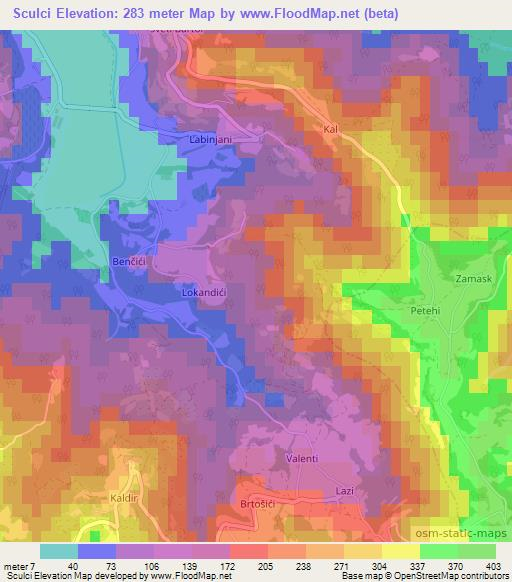 Sculci,Croatia Elevation Map