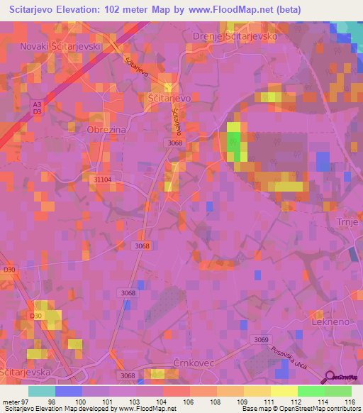 Scitarjevo,Croatia Elevation Map