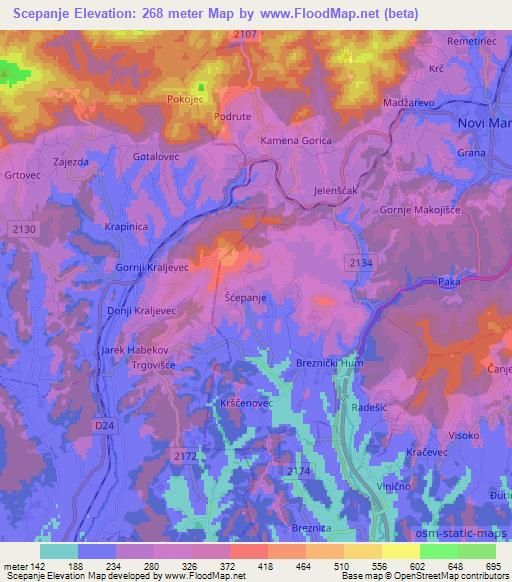 Scepanje,Croatia Elevation Map