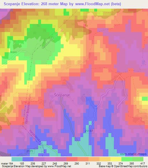 Scepanje,Croatia Elevation Map