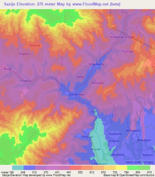 Sazije,Croatia Elevation Map