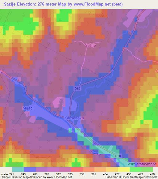 Sazije,Croatia Elevation Map