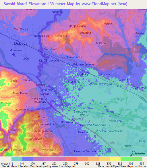 Savski Marof,Croatia Elevation Map