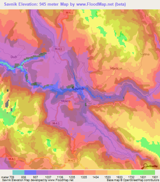 Savnik,Montenegro Elevation Map