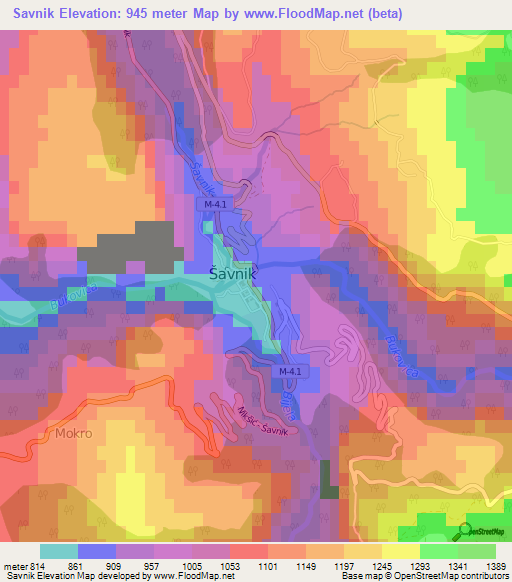 Savnik,Montenegro Elevation Map