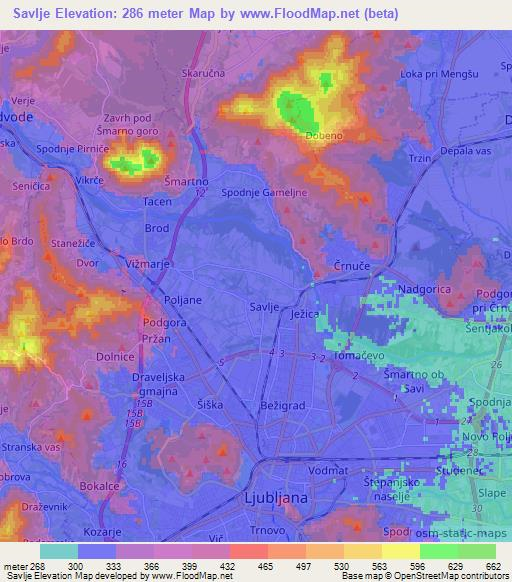 Savlje,Slovenia Elevation Map