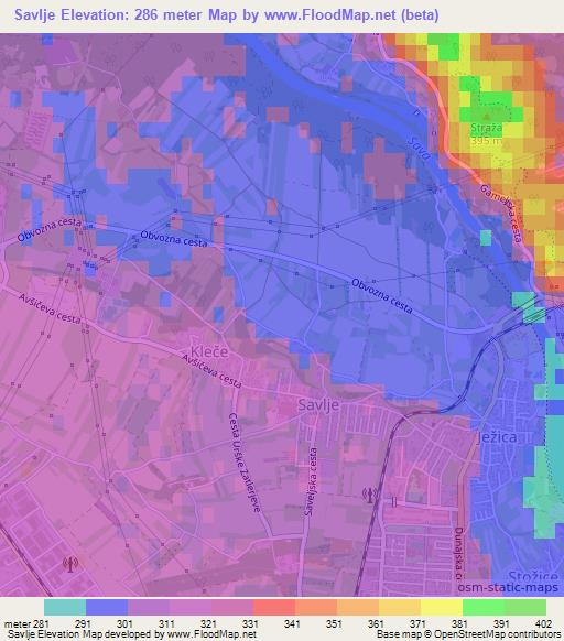 Savlje,Slovenia Elevation Map