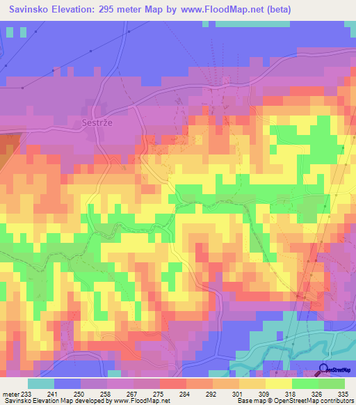 Savinsko,Slovenia Elevation Map