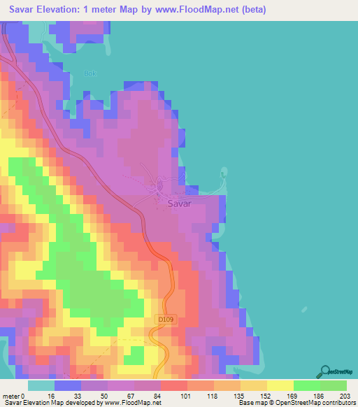 Savar,Croatia Elevation Map